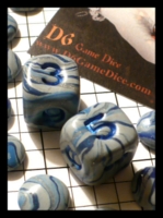 Dice : Dice - 6D - D6 Game Dice Glitter Blue and Grey with Numerals  - Private Sale Aug 2011